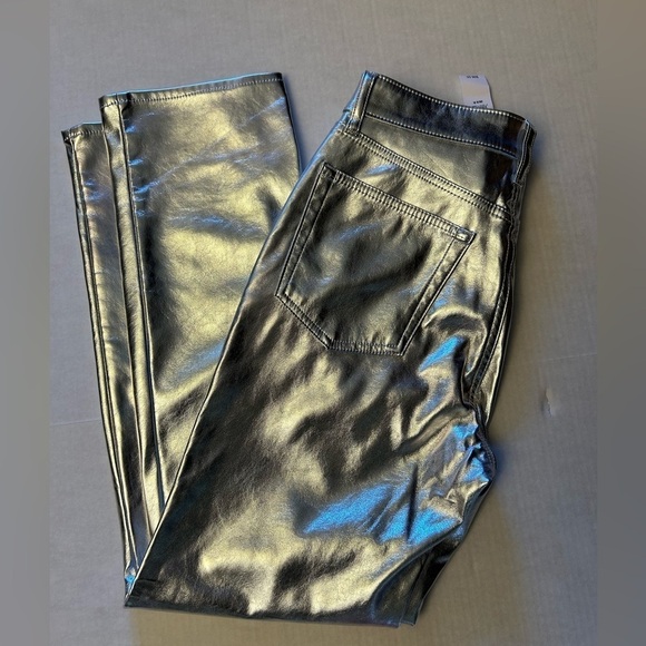Silver metallic 5 pocket shiny silver faux leather jean Gap NWT Sz-6R (28). H17 - Picture 8 of 16